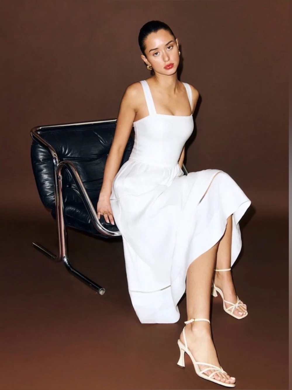 NEW Reformation Everett Linen Midi Dress White | US 6 UK 10